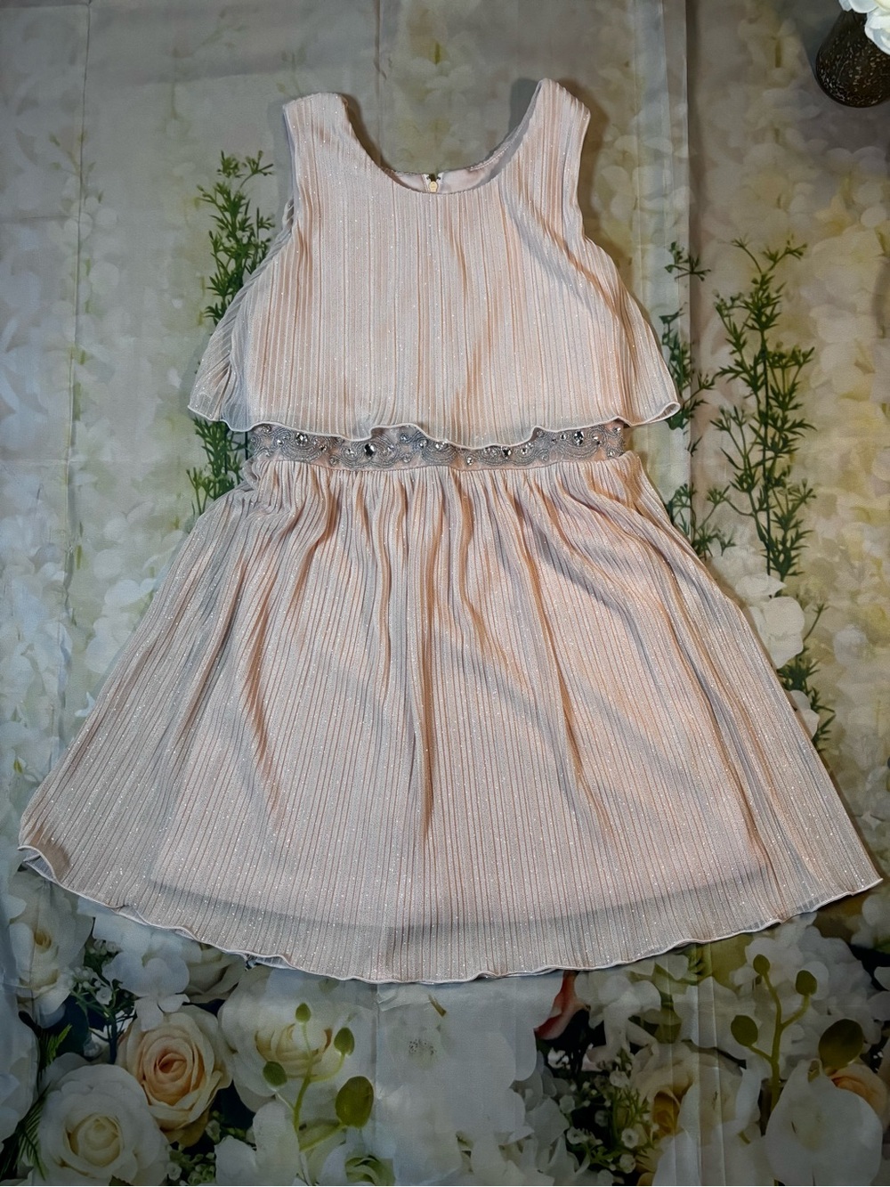 BCX blush Shimmery Sleeveless Party Dress with Beaded Waist